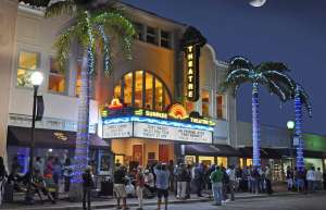 Thumbnail photo of exterior shot of the sunrise theatre with marquee illuminated