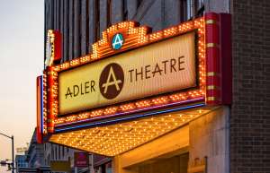 Thumbnail photo of Adler Theater marquee lit up