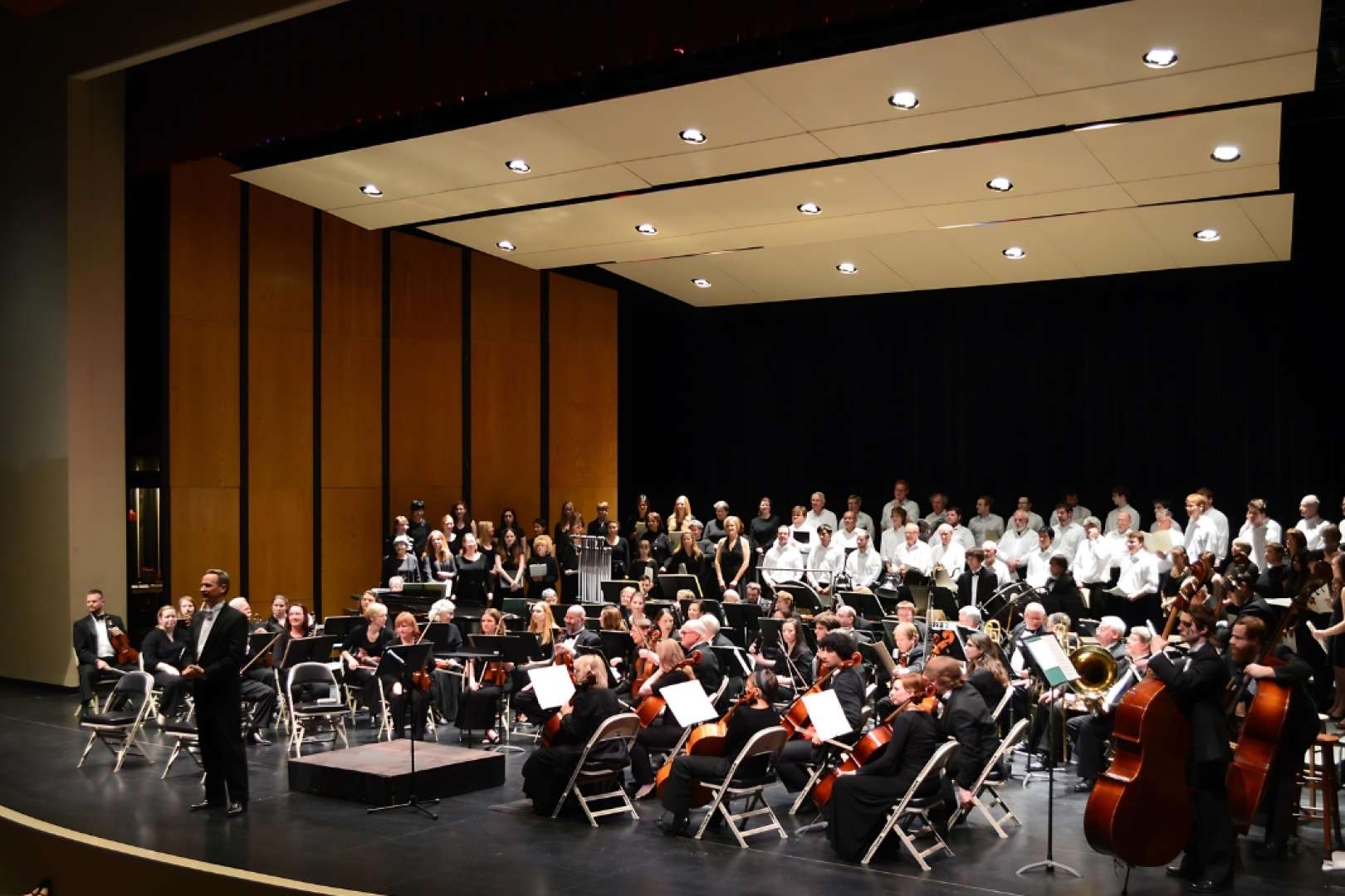 Photo of BVC Theatre with orchestra on stage