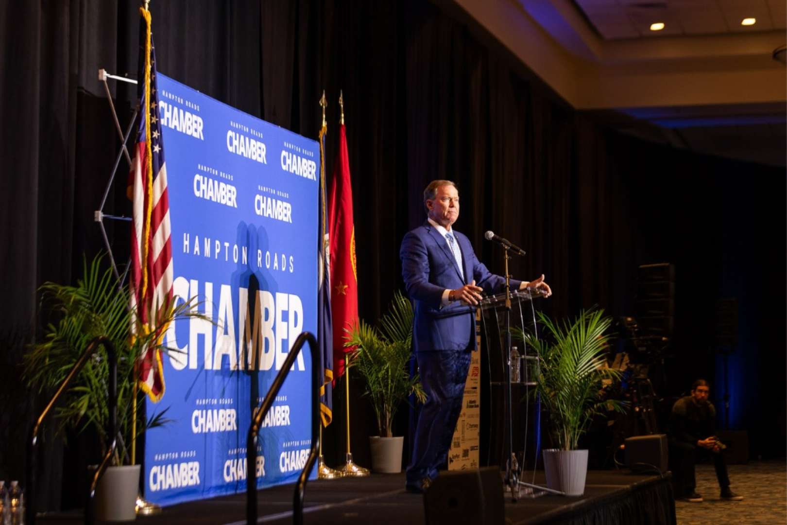 Photo of Chesapeake Convention Center Hampton Roads Chamber Presentation with person on stage