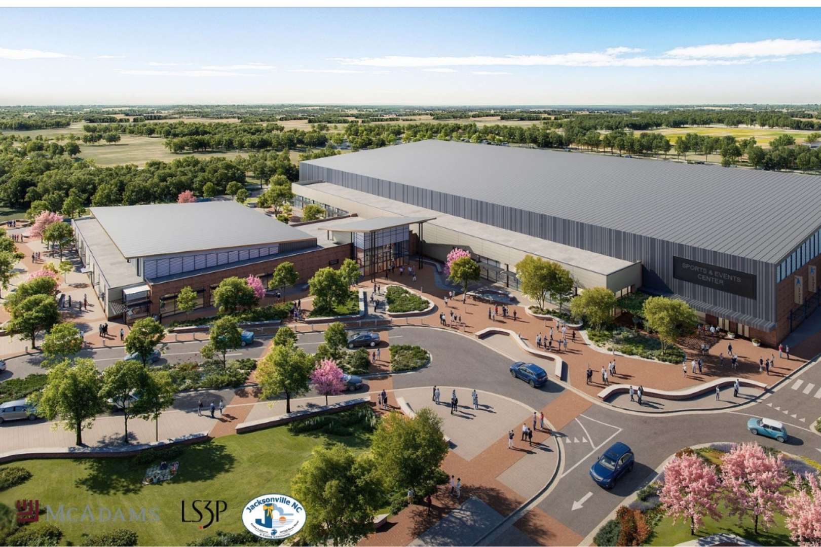 Photo of Artist rendering of the outside of One City Center Sports Complex in Jacksonville NC