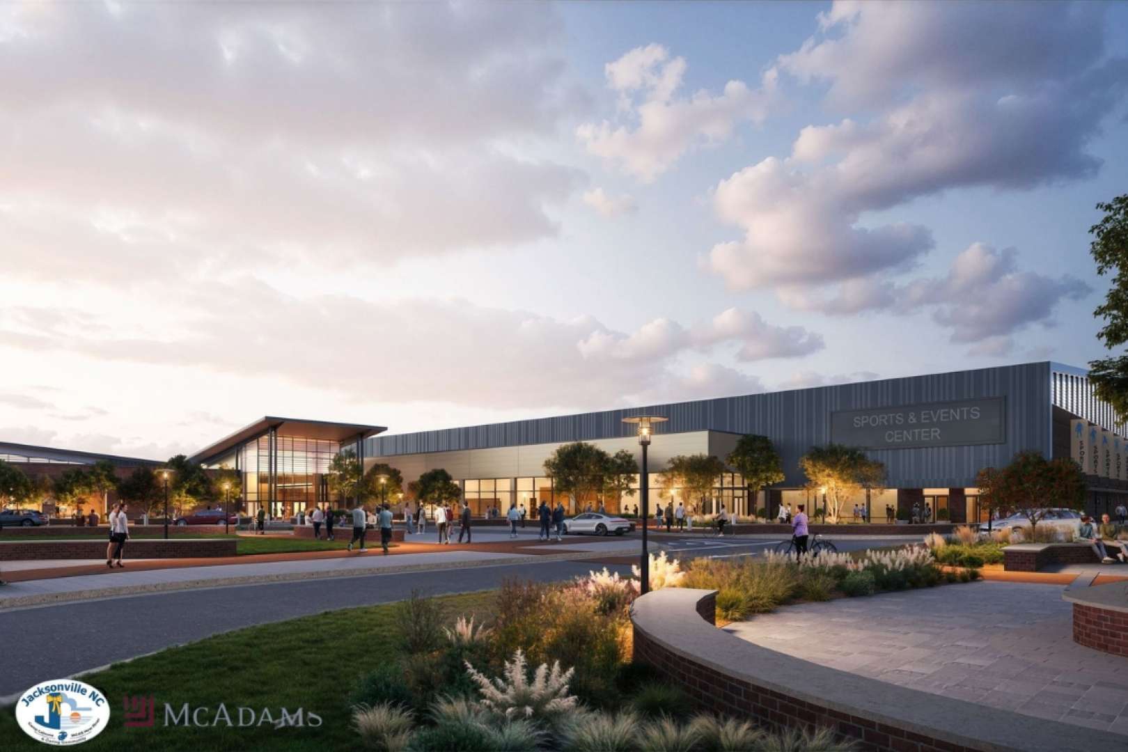 Photo of Artist rendering of the outside of One City Center Sports Complex in Jacksonville NC