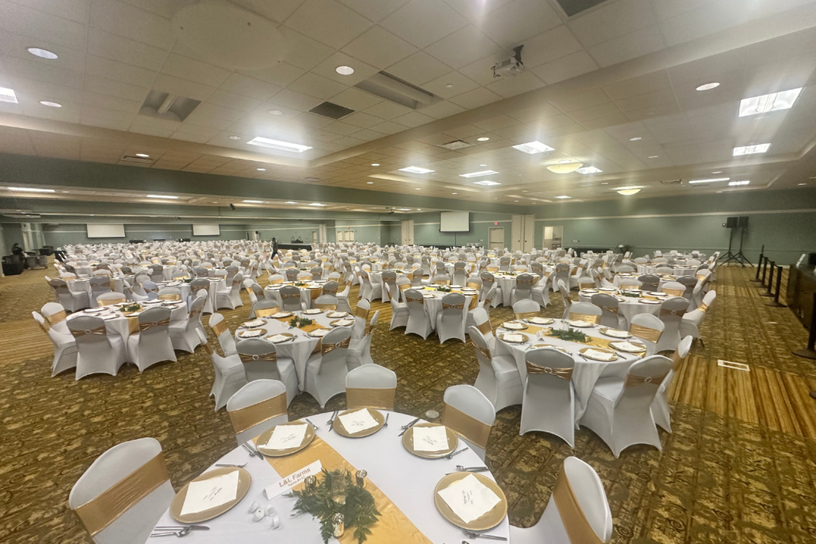 Photo of Round tables set up for a gala at the Paducah McCracken