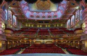 Thumbnail photo of Historic and architectural embellishments of the Paramount theatre as seen from the stage