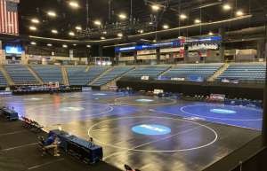 Thumbnail photo of Heartland Credit Union Arena empty hall set up for wrestling tournament