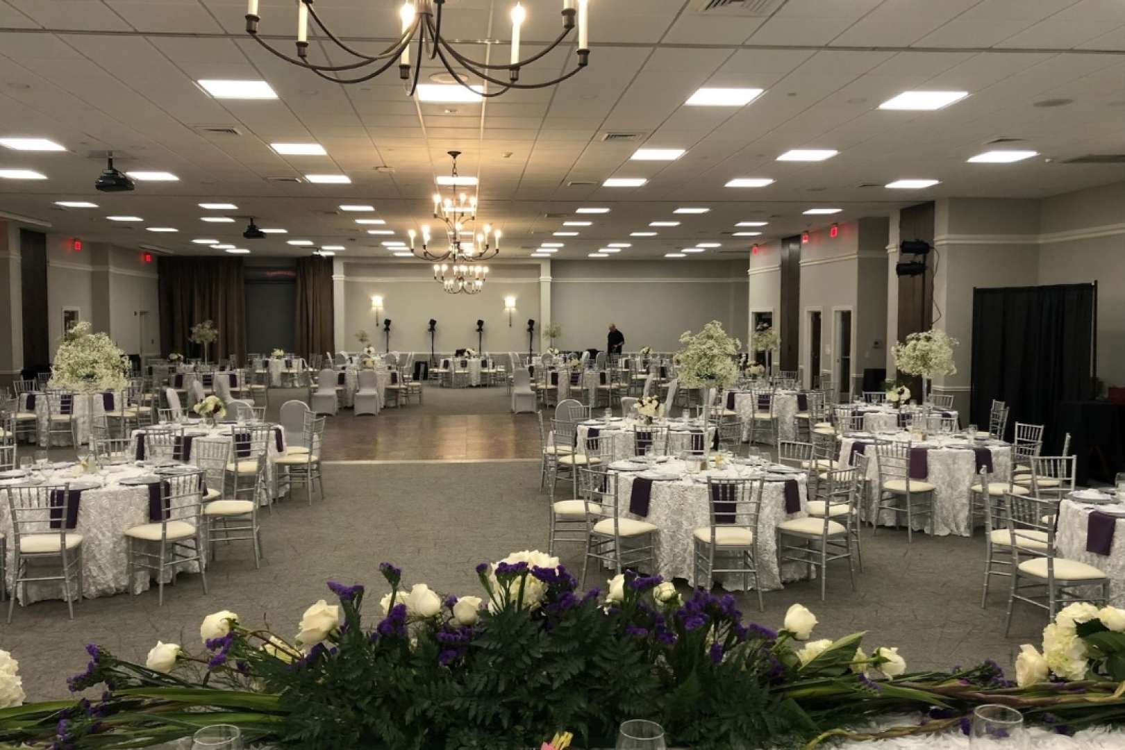 Photo of Pelham Civic Complex hall set up with tables for a wedding banquet