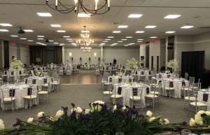 Thumbnail photo of Pelham Civic Complex hall set up with tables for a wedding banquet