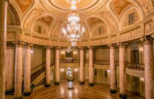 Thumbnail photo of The Rialto rotunda and the duchess chandelier illuminated