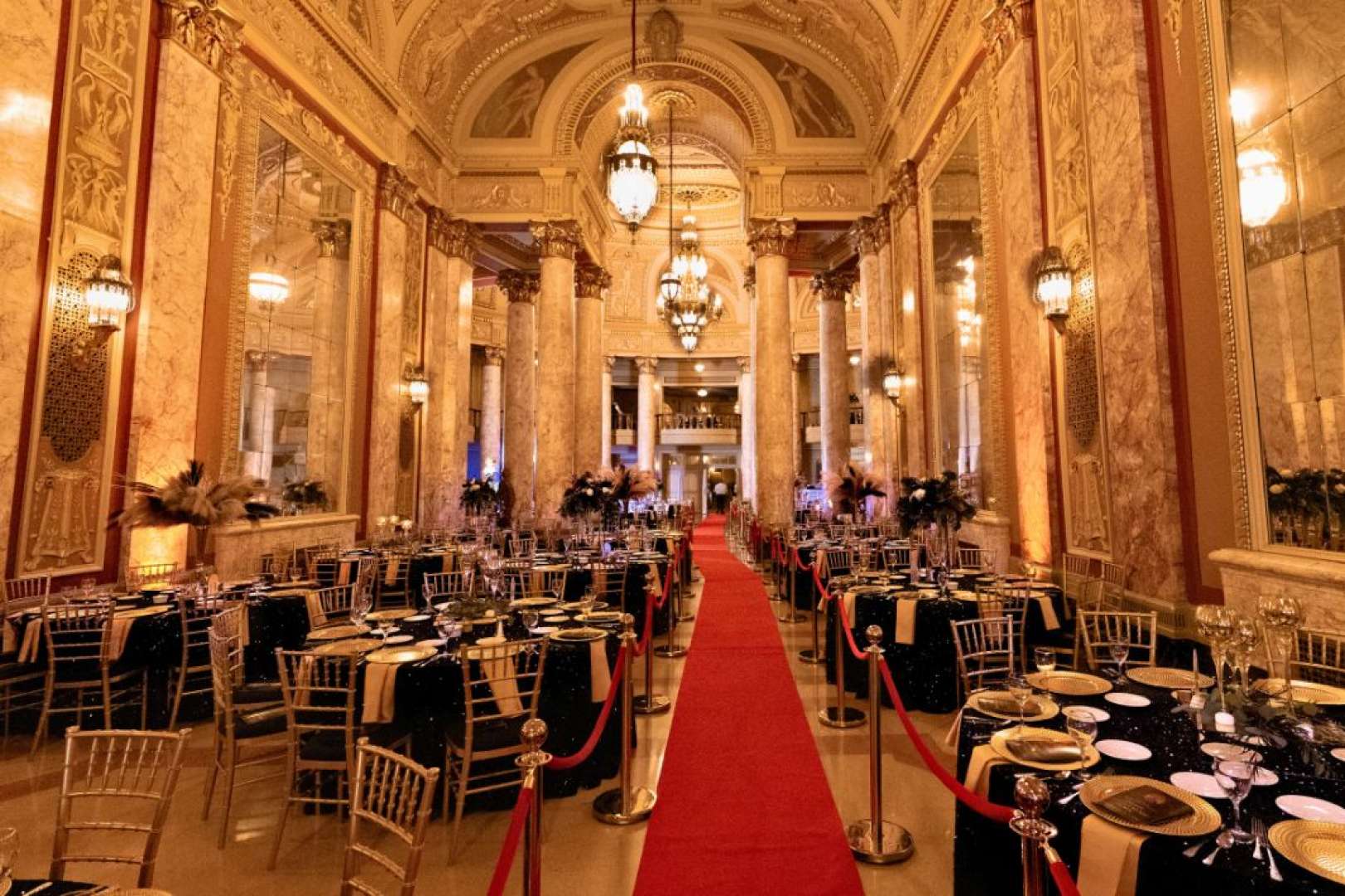 Photo of The famous Rotunda at the Rialto Square set up for a gala celebration.
