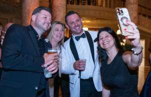 Thumbnail photo of Guests at the Rialto Square gala taking a selfie