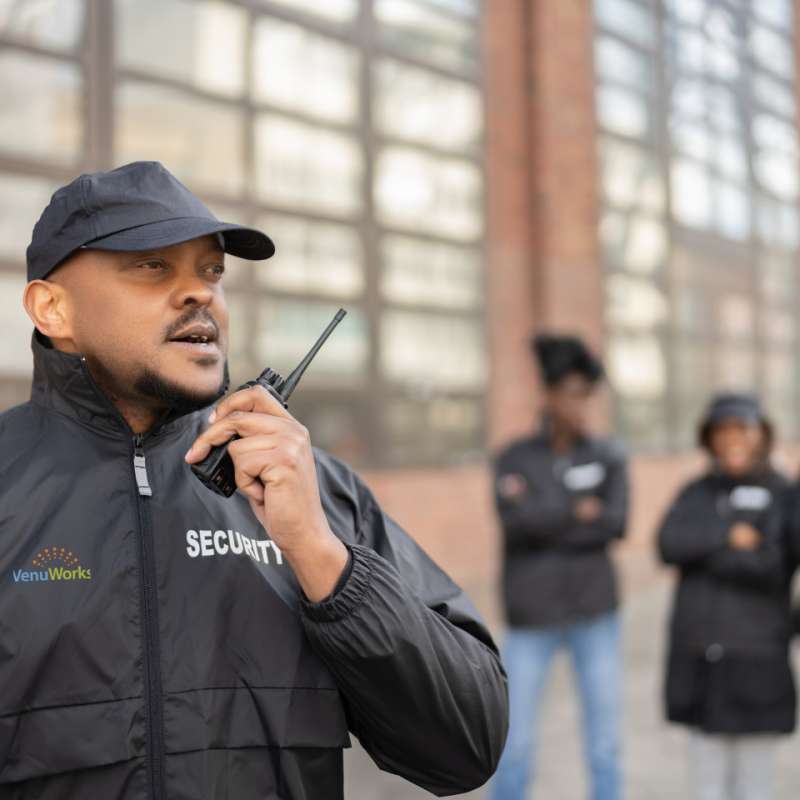 Security Guard on his radio