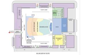 Thumbnail photo of A detailed floor plan of the Saroyan Theatre.