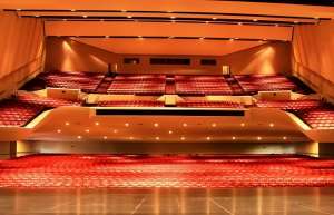Thumbnail photo of A view of empty audience seating at the Saroyan Theatre from the stage