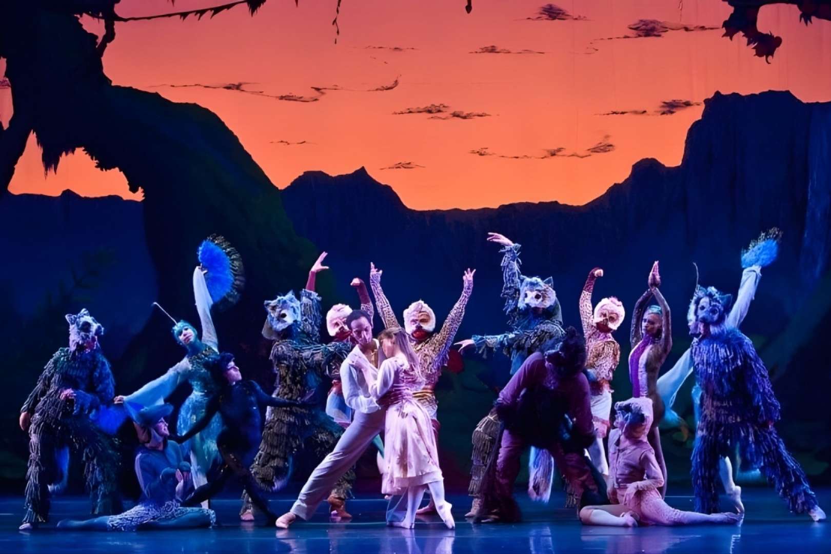 Photo of A performance of the Lion King on stage at the Saroyan Theatre