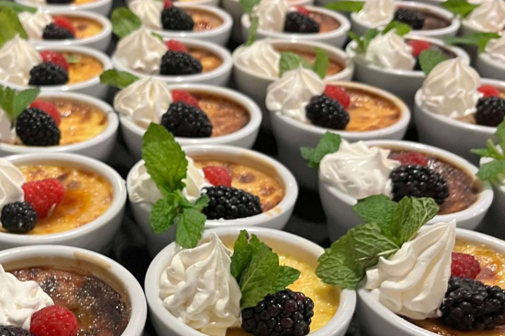 Photo of a row of creme brûlée desserts
