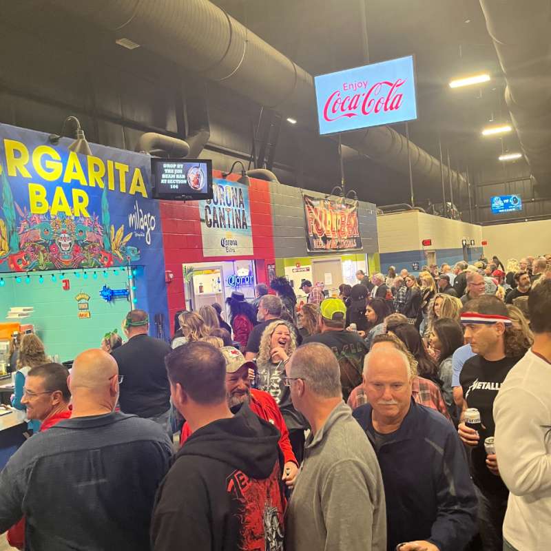 Folks waiting in concessions line