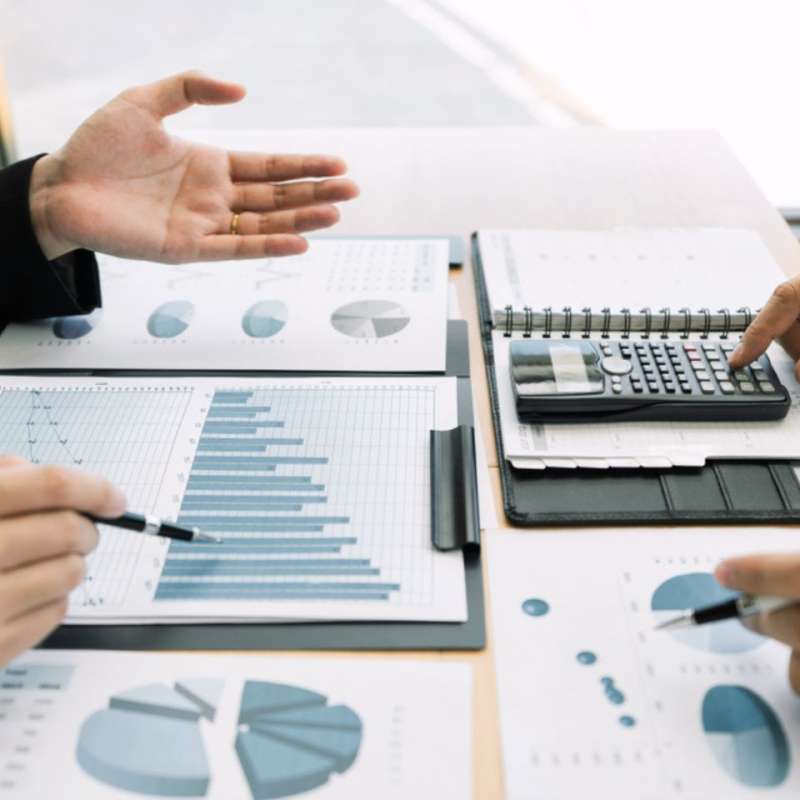 accountant looking at data and graphs