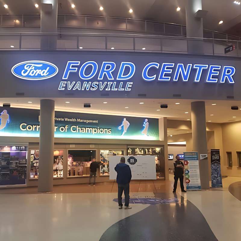 Lobby of the Ford Center in Evansville IN and the corridor of champions