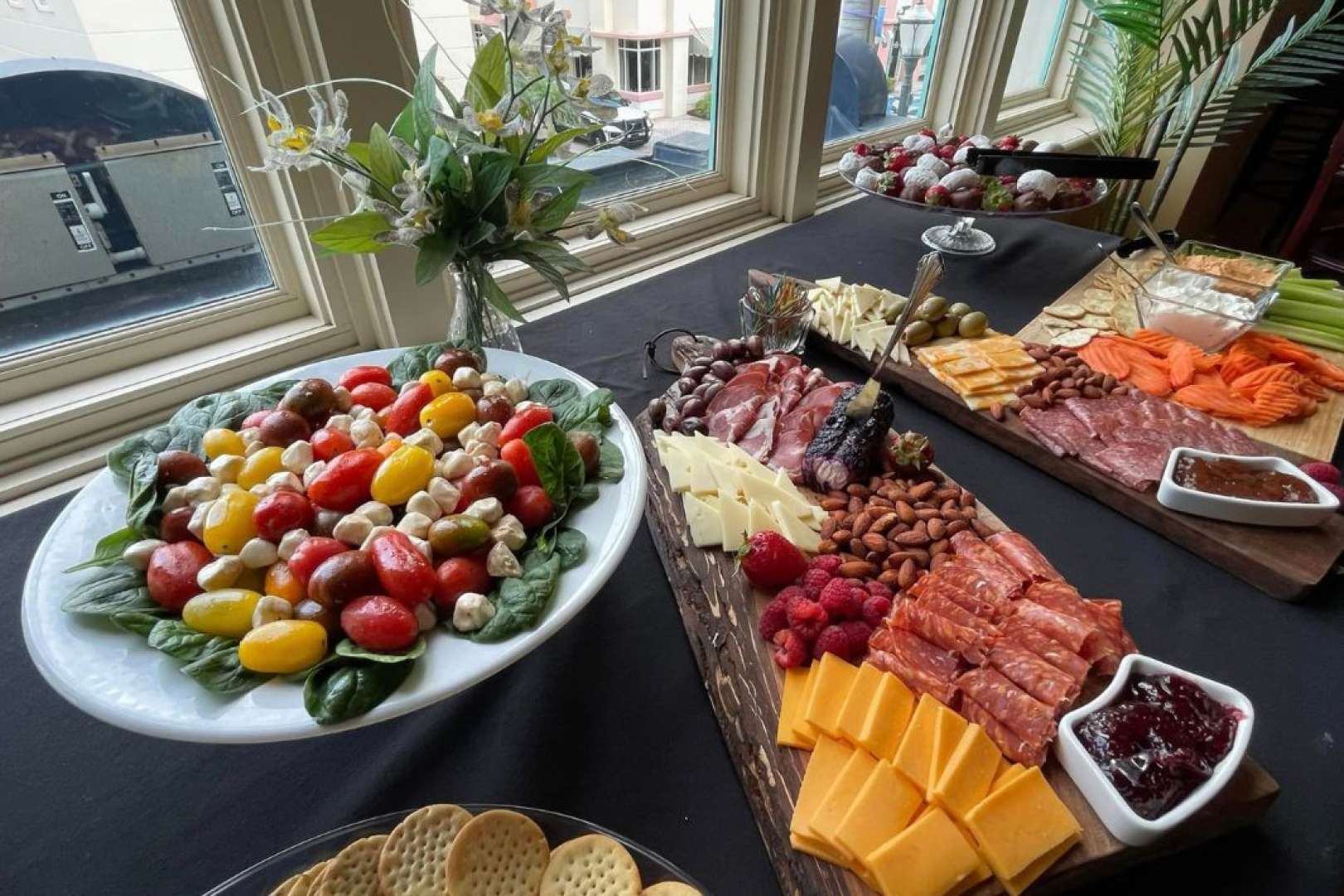 Photo of A food buffet at the Private VIP lounge at the Sunrise Theatre