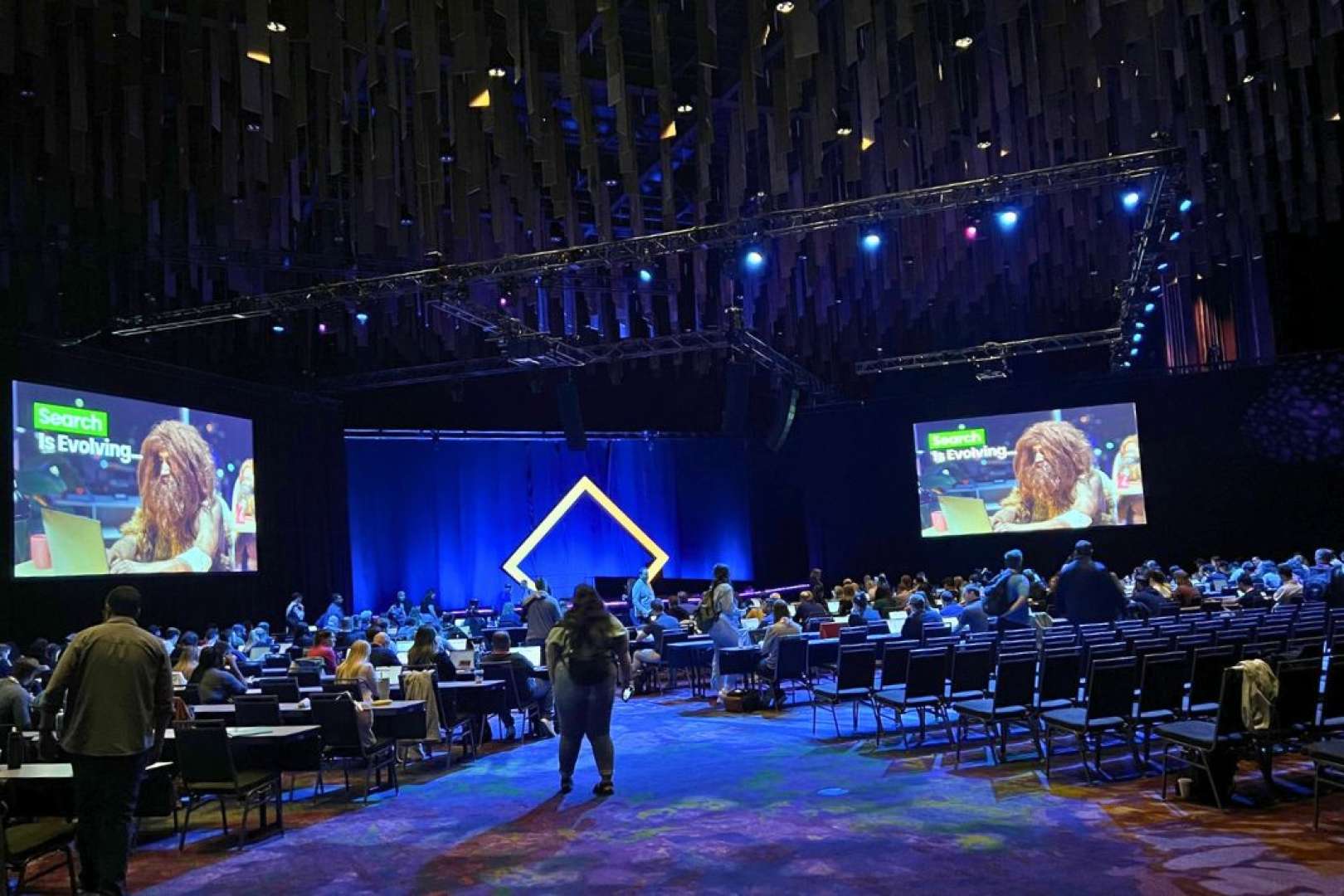 Photo of Three Rivers Convention Center  keynote speaker talking to audience