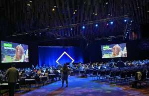 Thumbnail photo of Three Rivers Convention Center  keynote speaker talking to audience