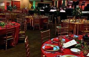Thumbnail photo of Tables set up for a gala at the Three Rivers Convention Center