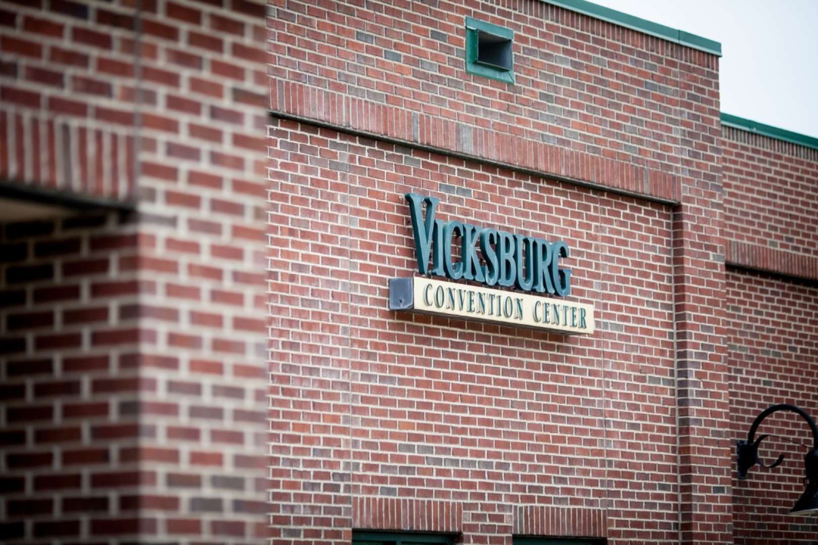 Photo of Vicksburg Convention Center sign on exterior wall