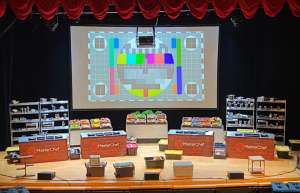 Thumbnail photo of Victory Theatre stage set up for a TV shoot of MasterChef